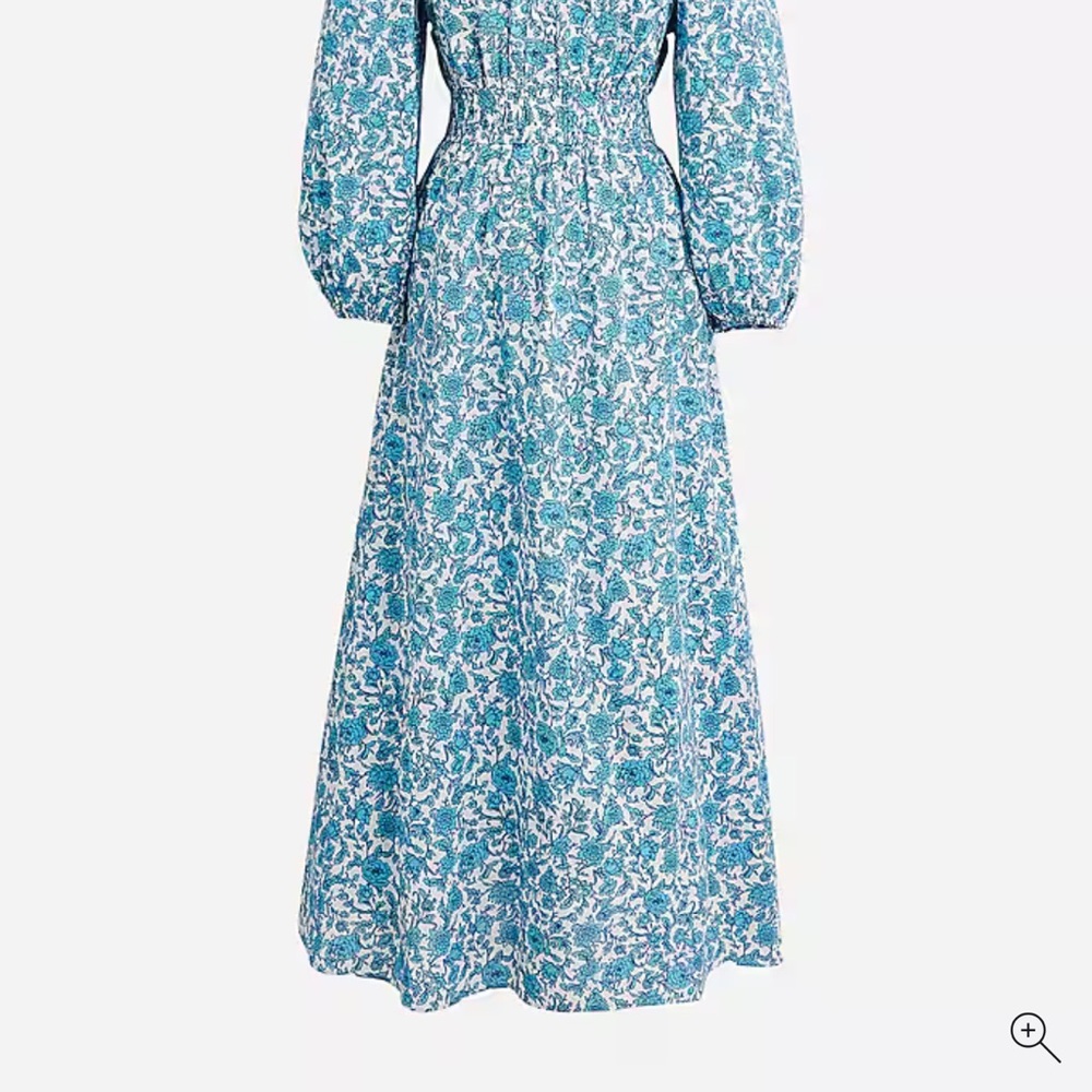 J. Crew Long Sleeve Floral Dress in Blue and White